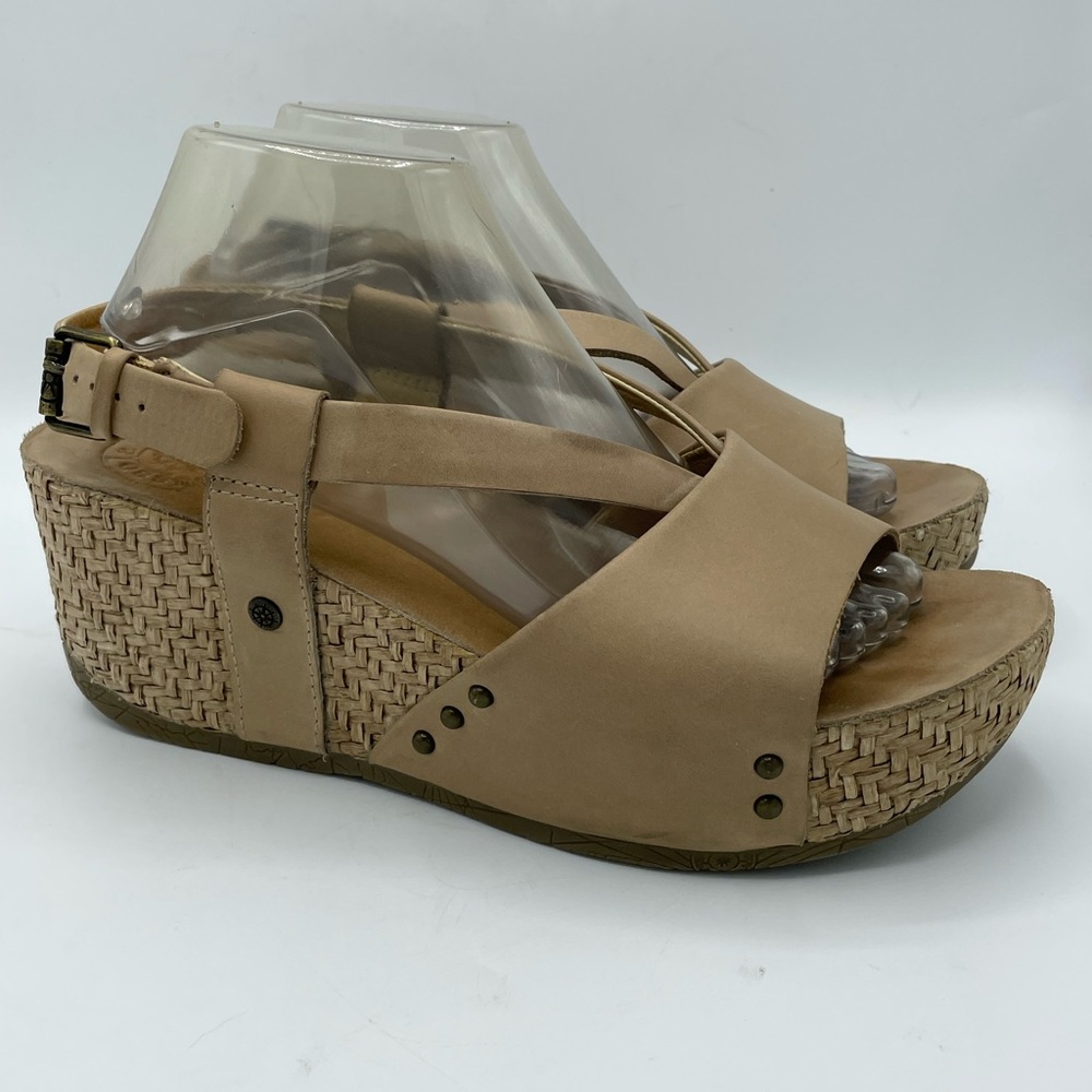 Bussola Formentera Beige/Tan Wedge Sandals with Woven Heel.